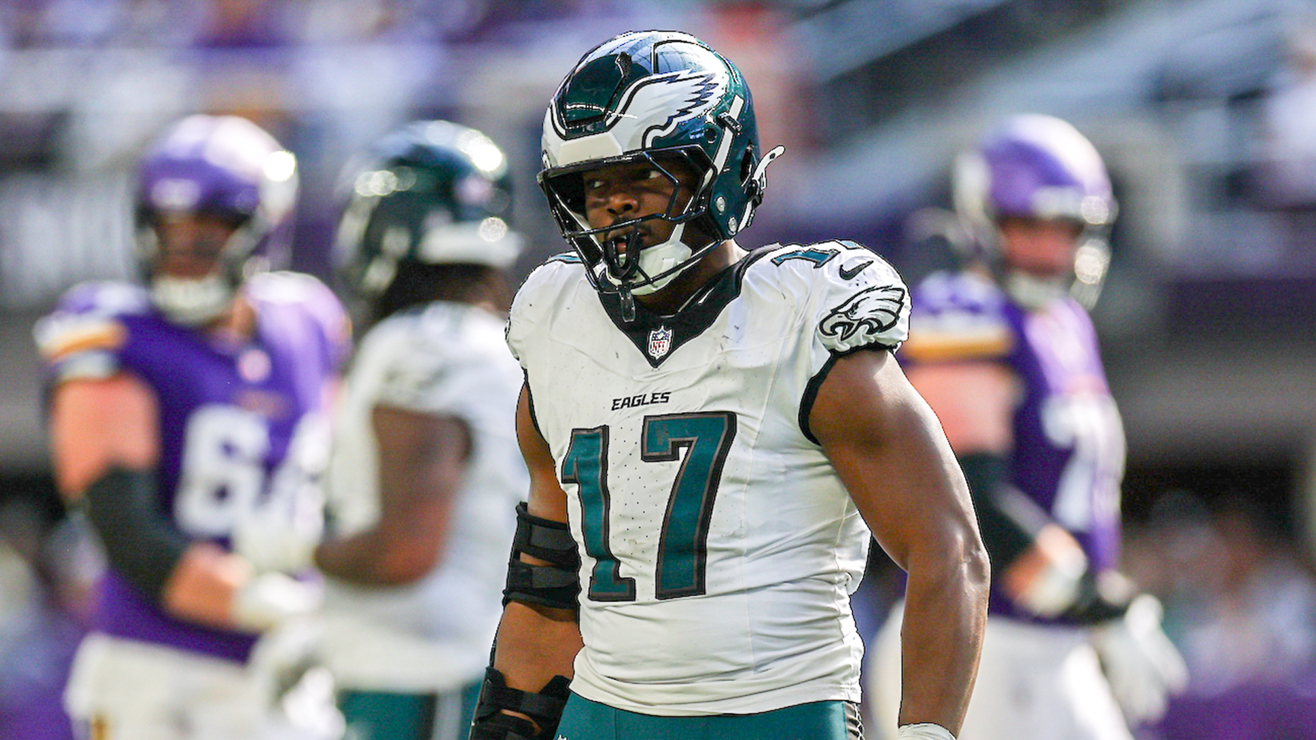 Eagles linebacker Nakobe Dean makes his season debut in a 28-22 win over the Vikings in Week 7 of the 2025 NFL season.