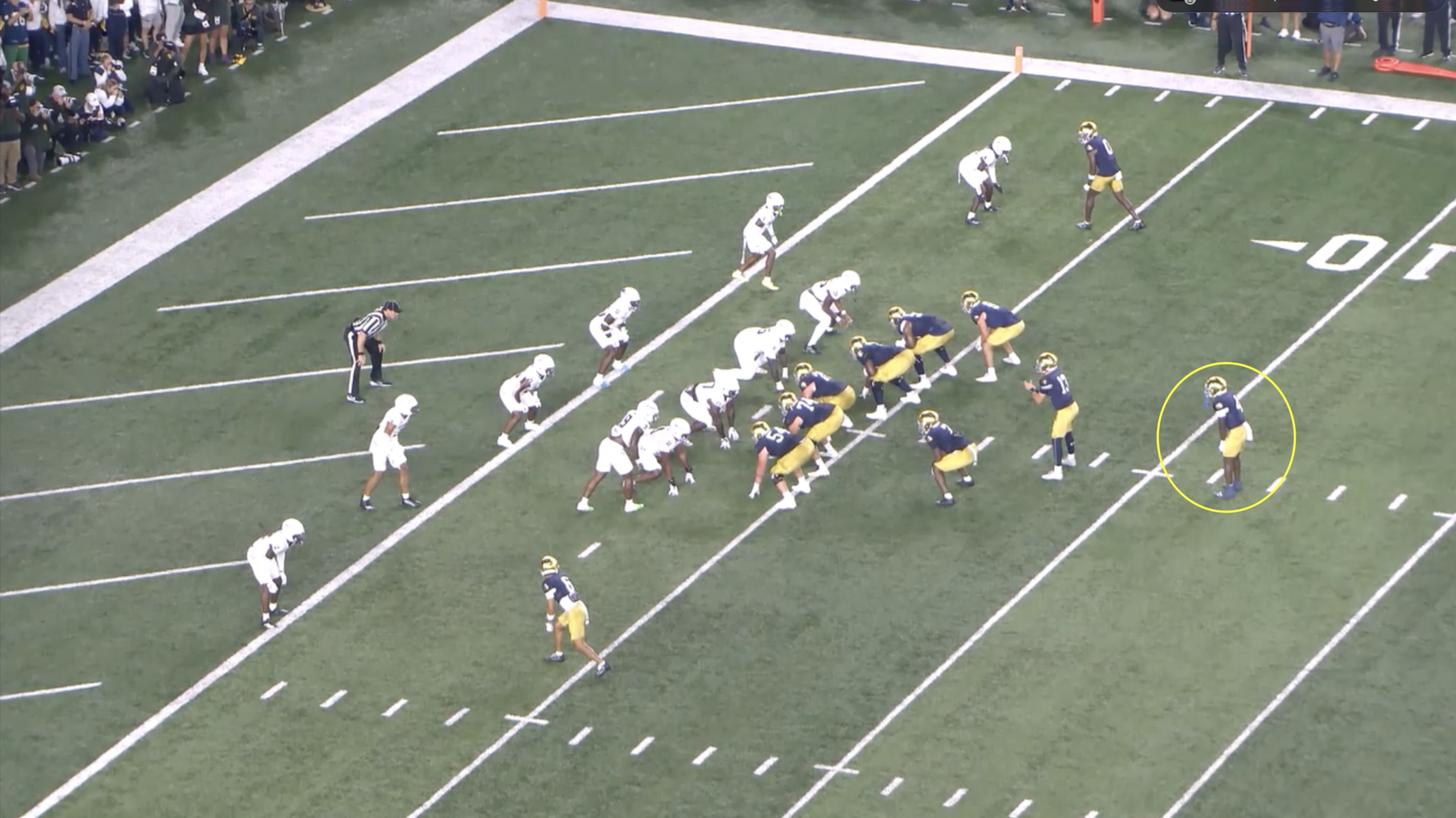 Notre Dame running back Jeremiyah Love All-22 versus Texas A&M in 2025.