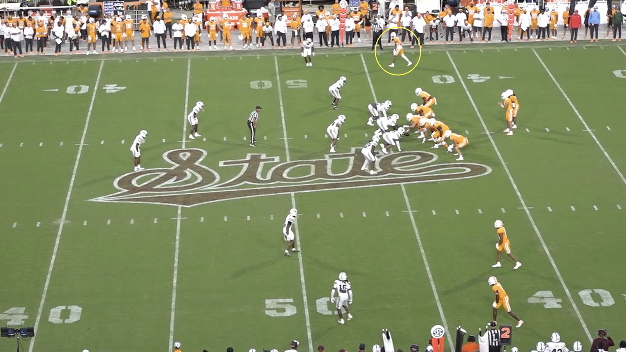 Tennessee wide receiver Chris Brazzell II All-22 tape versus Mississippi State in 2025.