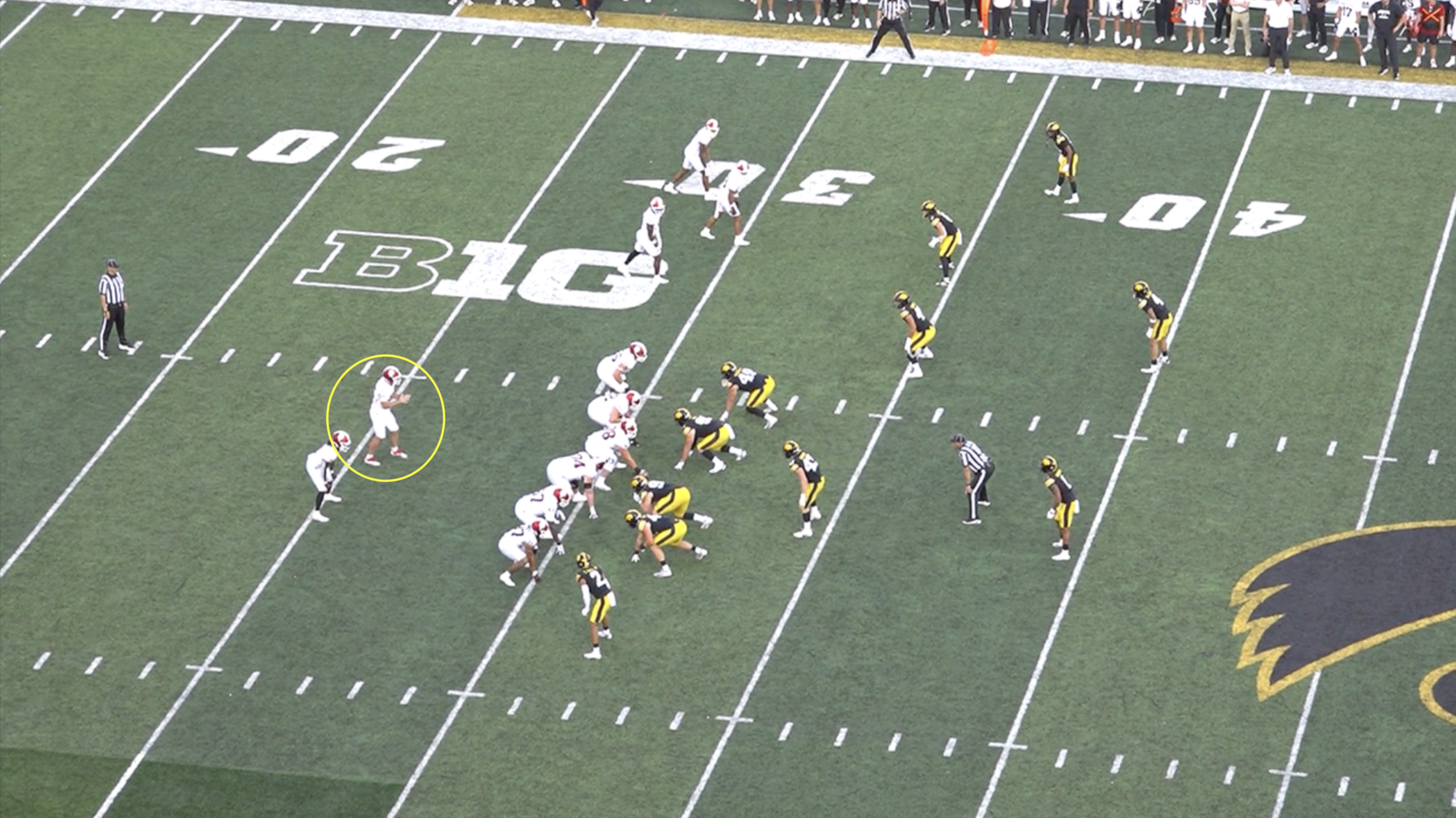 Indiana quarterback Fernando Mendoza All-22 tape versus Iowa in 2025.