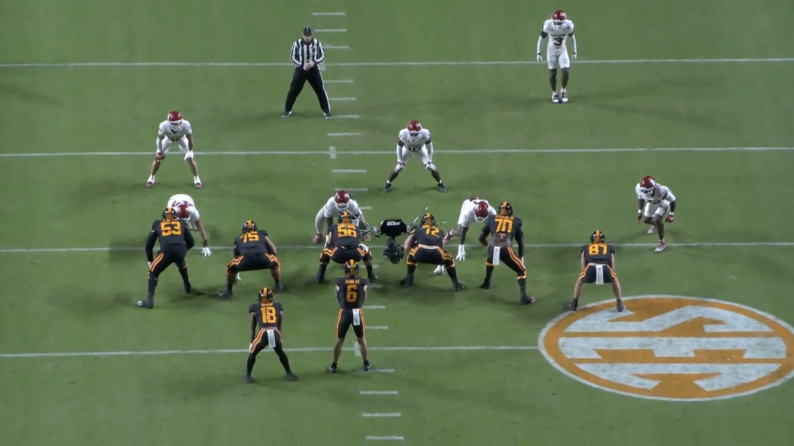 Oklahoma edge defender R Mason Thomas All-22 tape versus Tennessee in 2025.