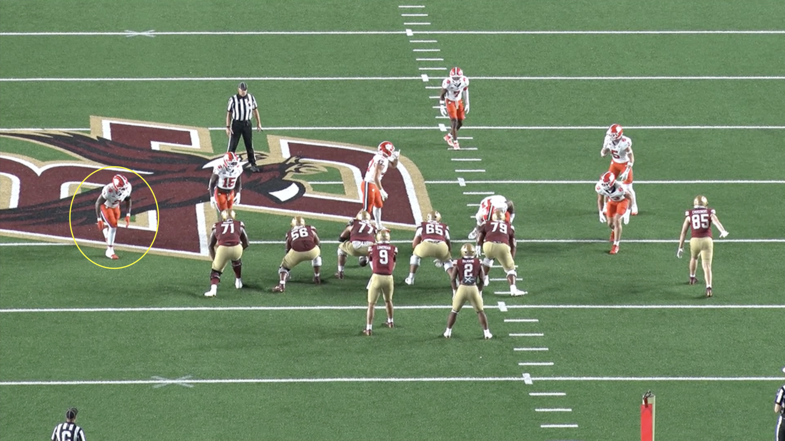 Clemson edge defender T.J. Parker All-22 tape versus Boston College in 2025.