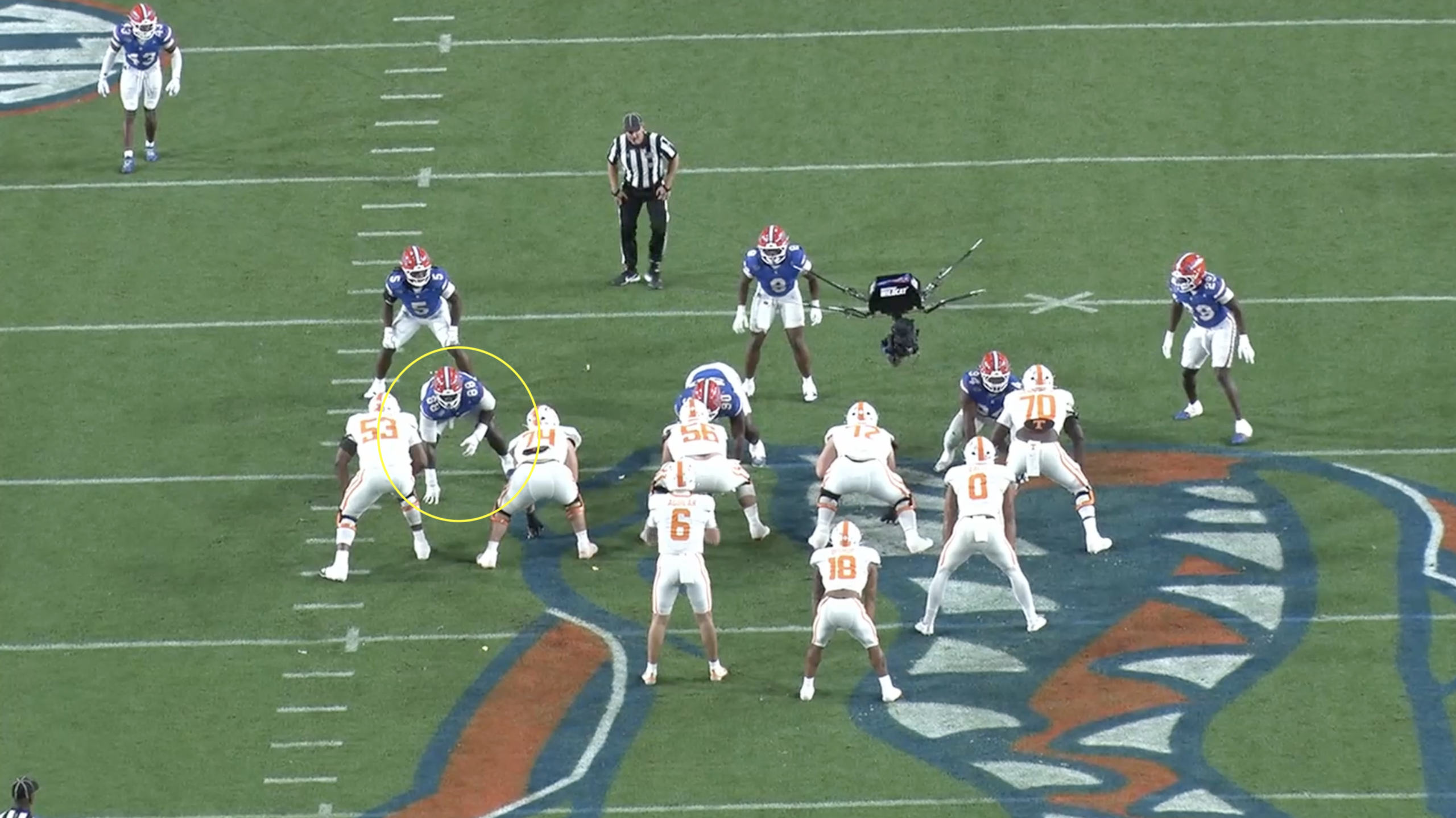Florida defensive lineman Caleb Banks All-22 tape versus Tennessee in 2025.