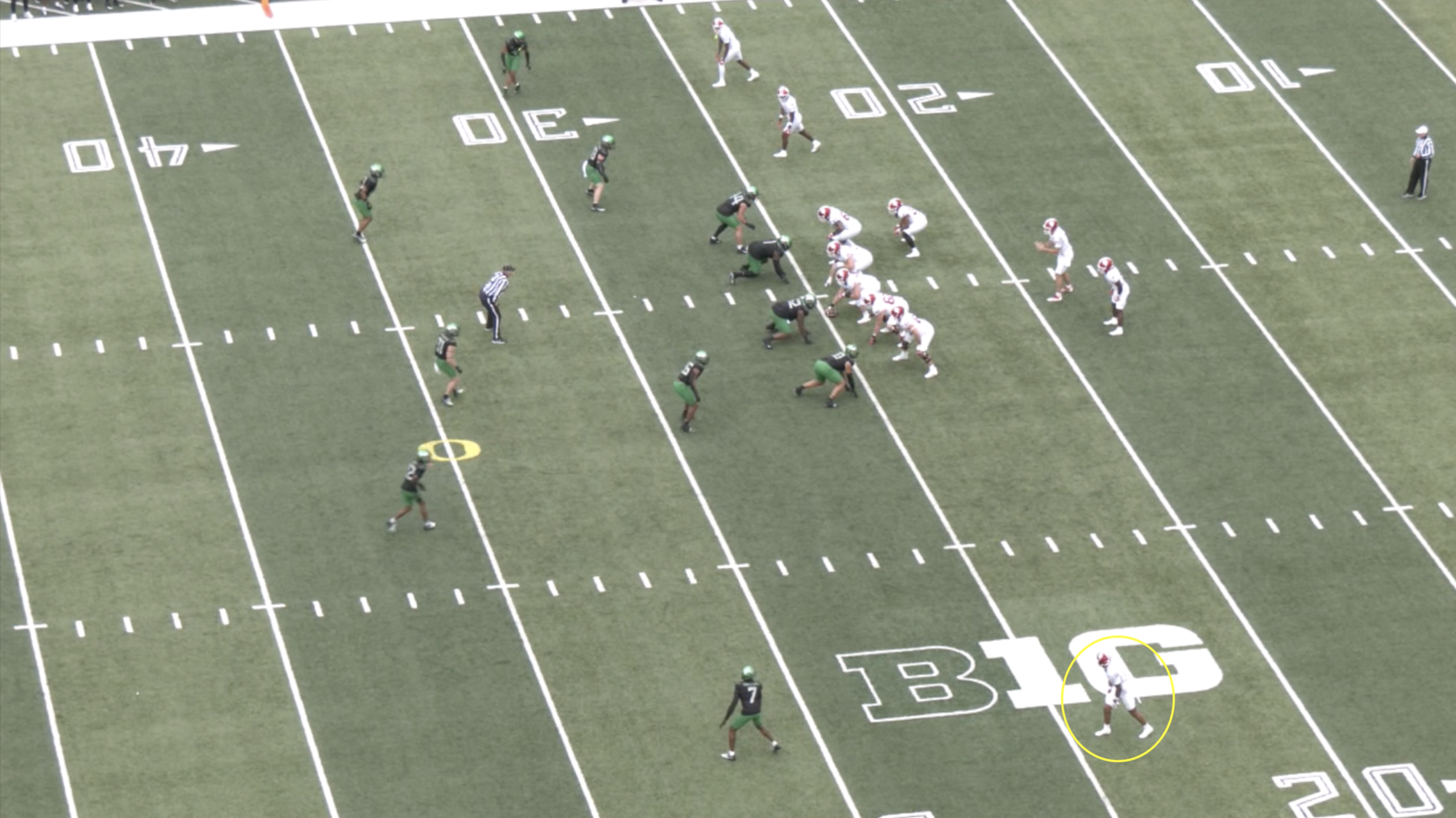 Indiana wide receiver Elijah Sarratt All-22 tape versus Oregon in 2025.