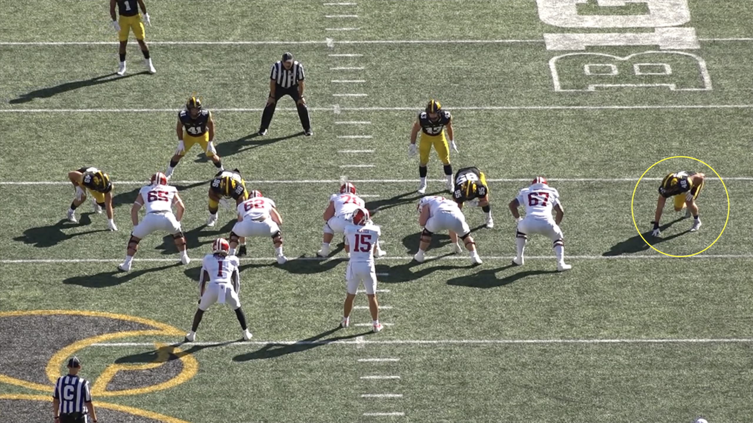 Iowa edge defender Max Llewellyn All-22 tape versus Indiana in 2025.