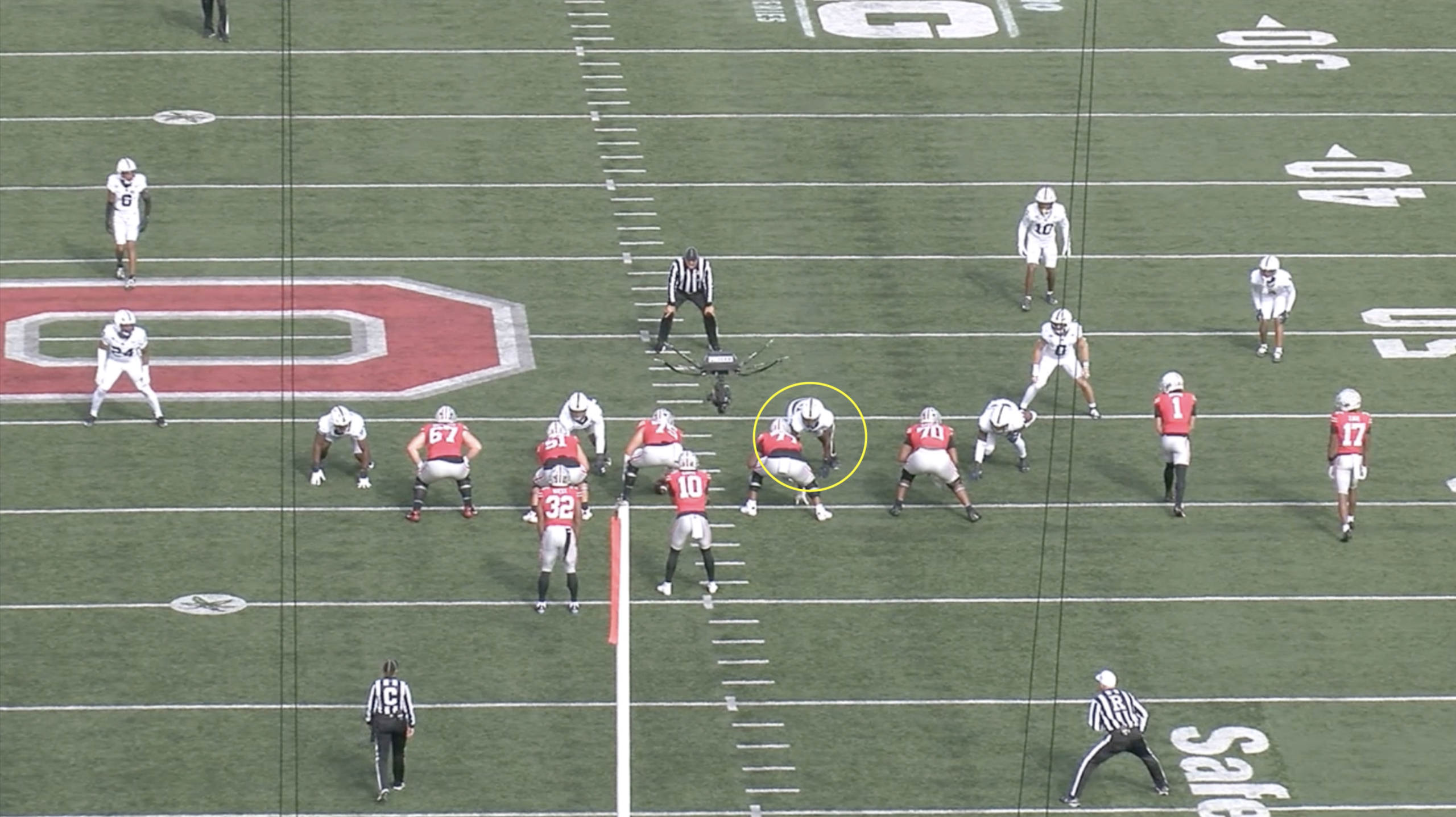 Penn State defensive lineman Zane Durant All-22 tape versus Ohio State in 2025.
