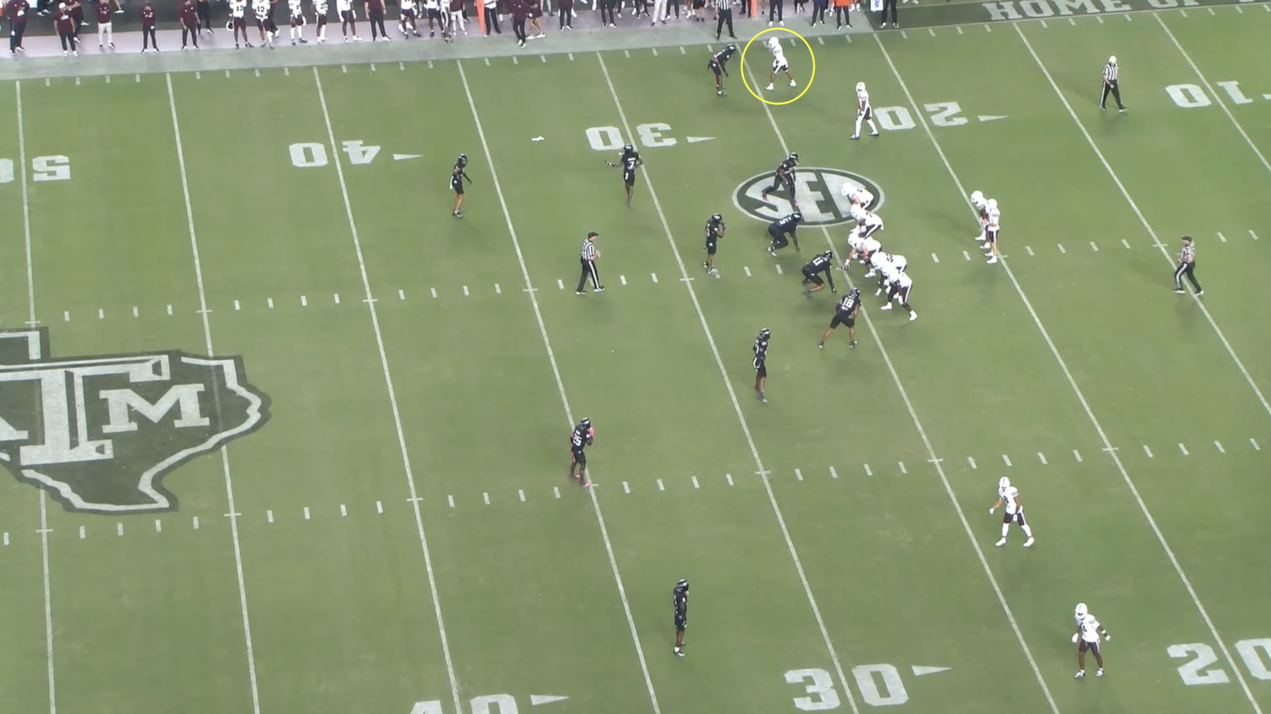 Mississippi State wide receiver Brenan Thompson All-22 tape versus Texas A&M in 2025.