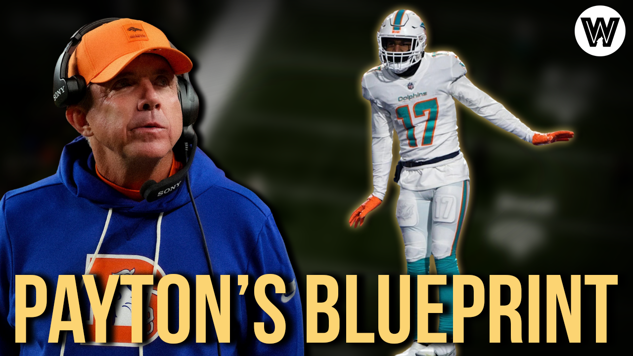 Broncos head coach Sean Payton and new wide receiver Jaylen Waddle YouTube video thumbnail.