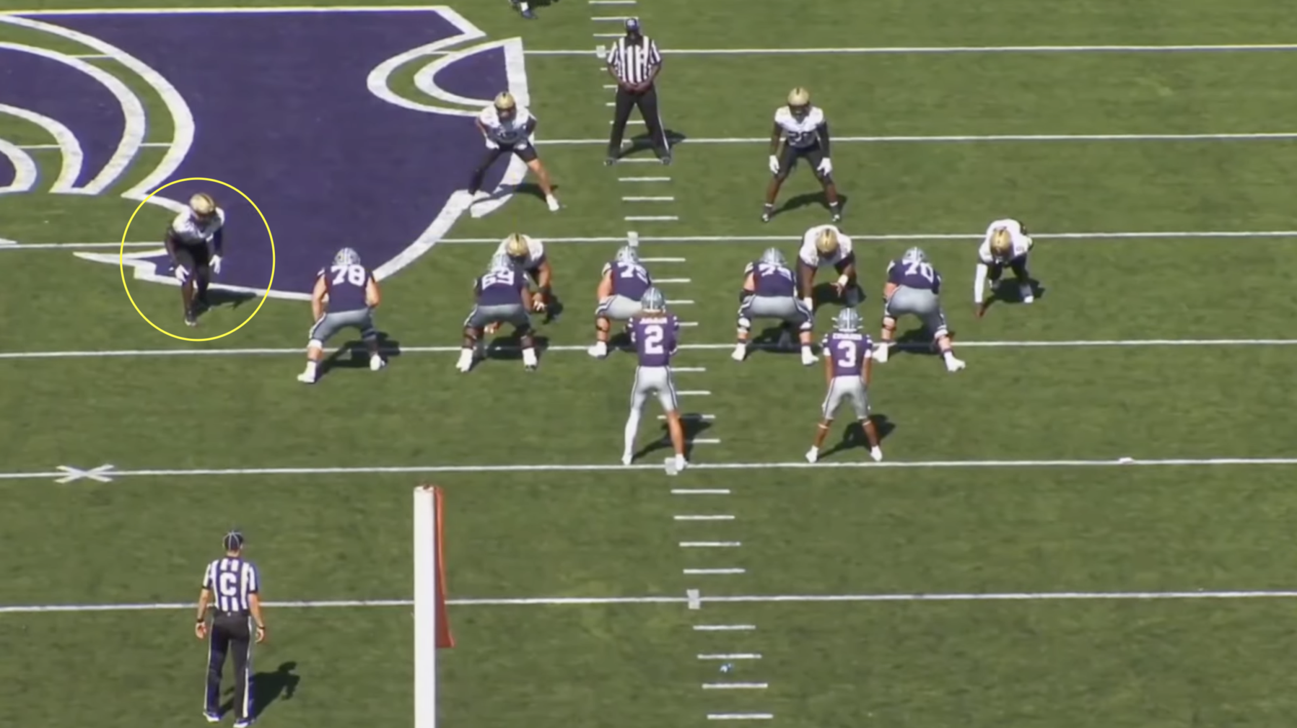 UCF edge defender Malachi Lawrence All-22 tape versus Kansas State in 2025.