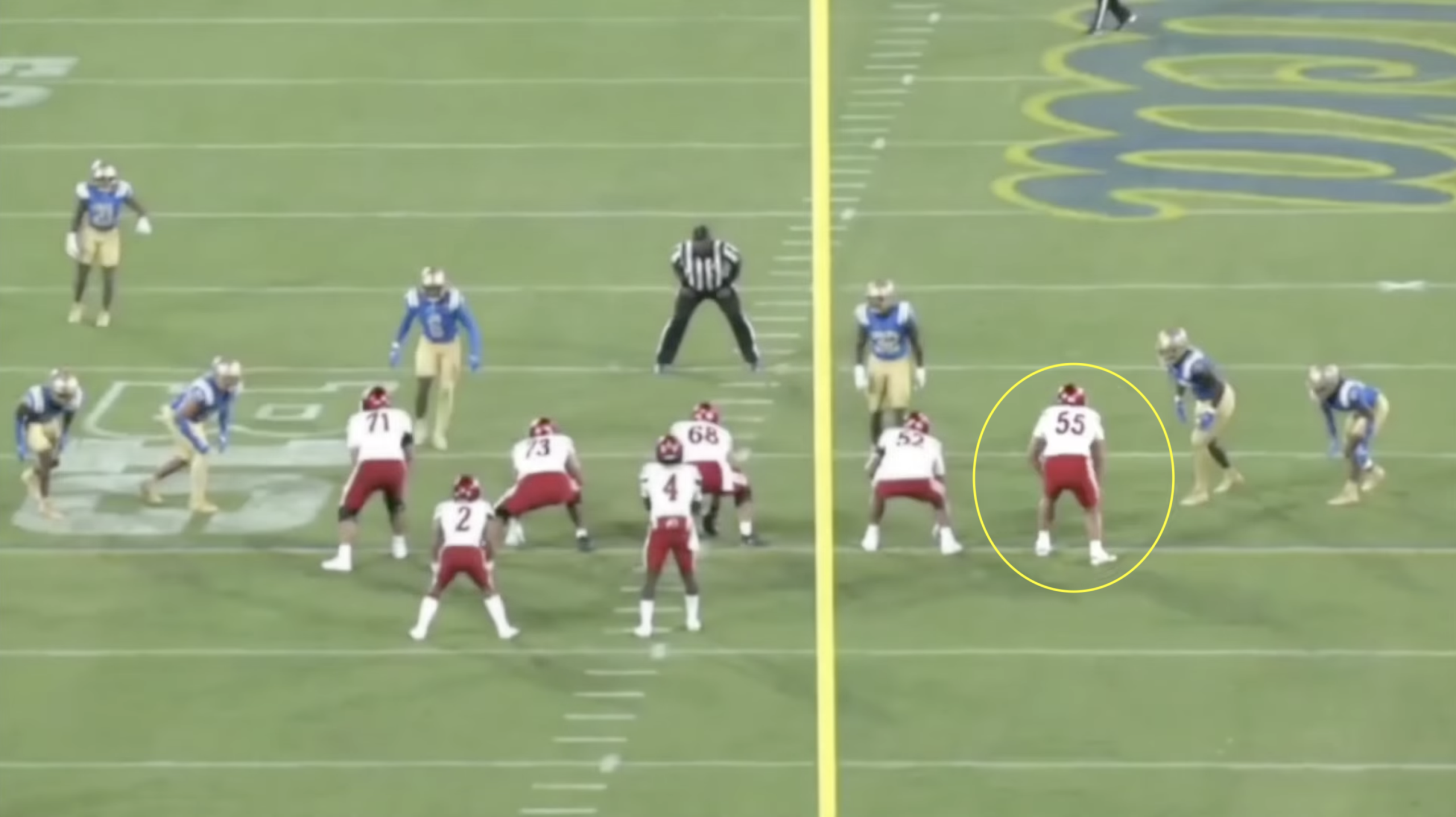 Utah offensive tackle Spencer Fano All-22 tape versus UCLA in 2025.