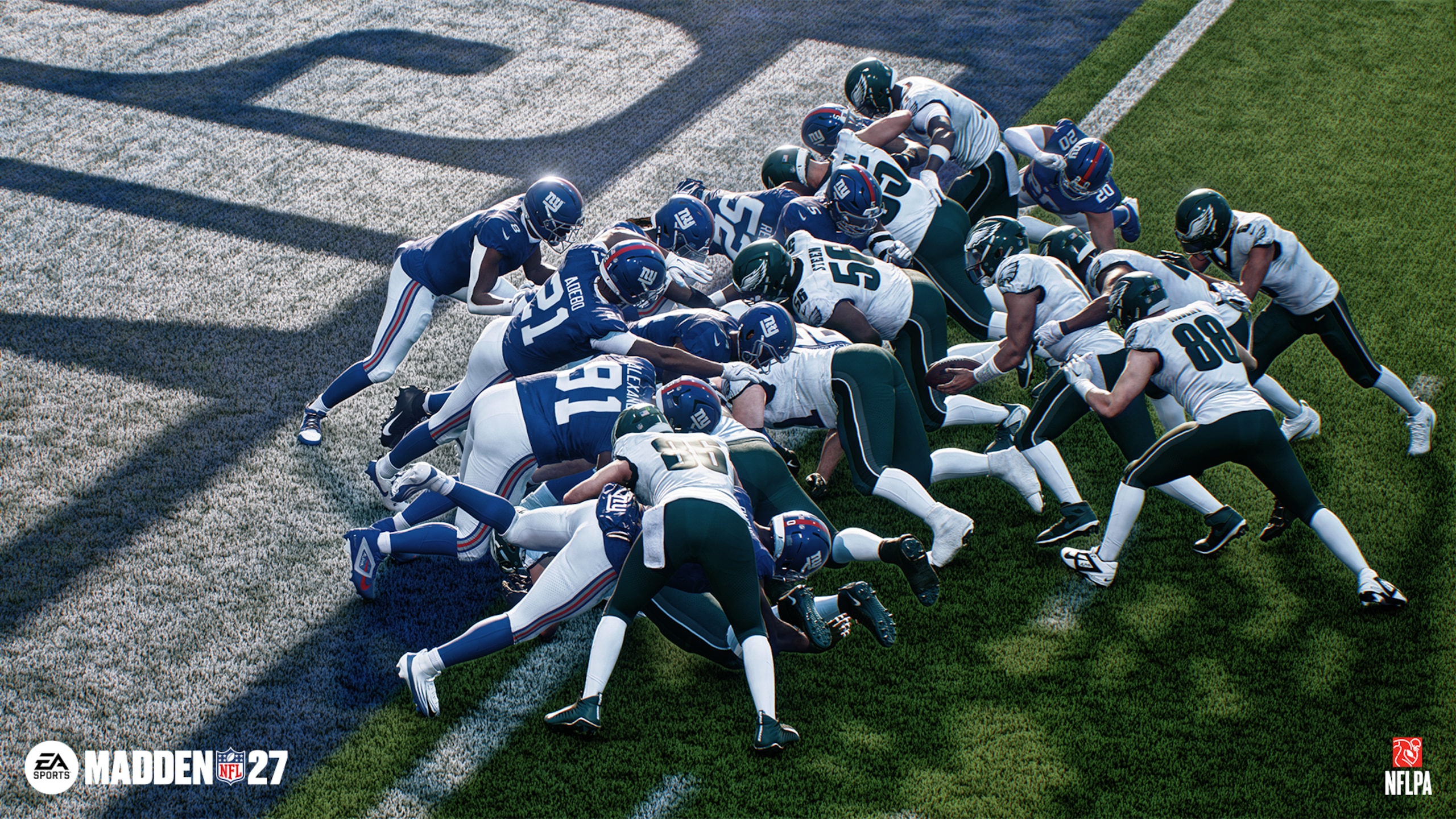 'Madden NFL 27' first look image with the Eagles running a quarterback sneak versus the Giants.