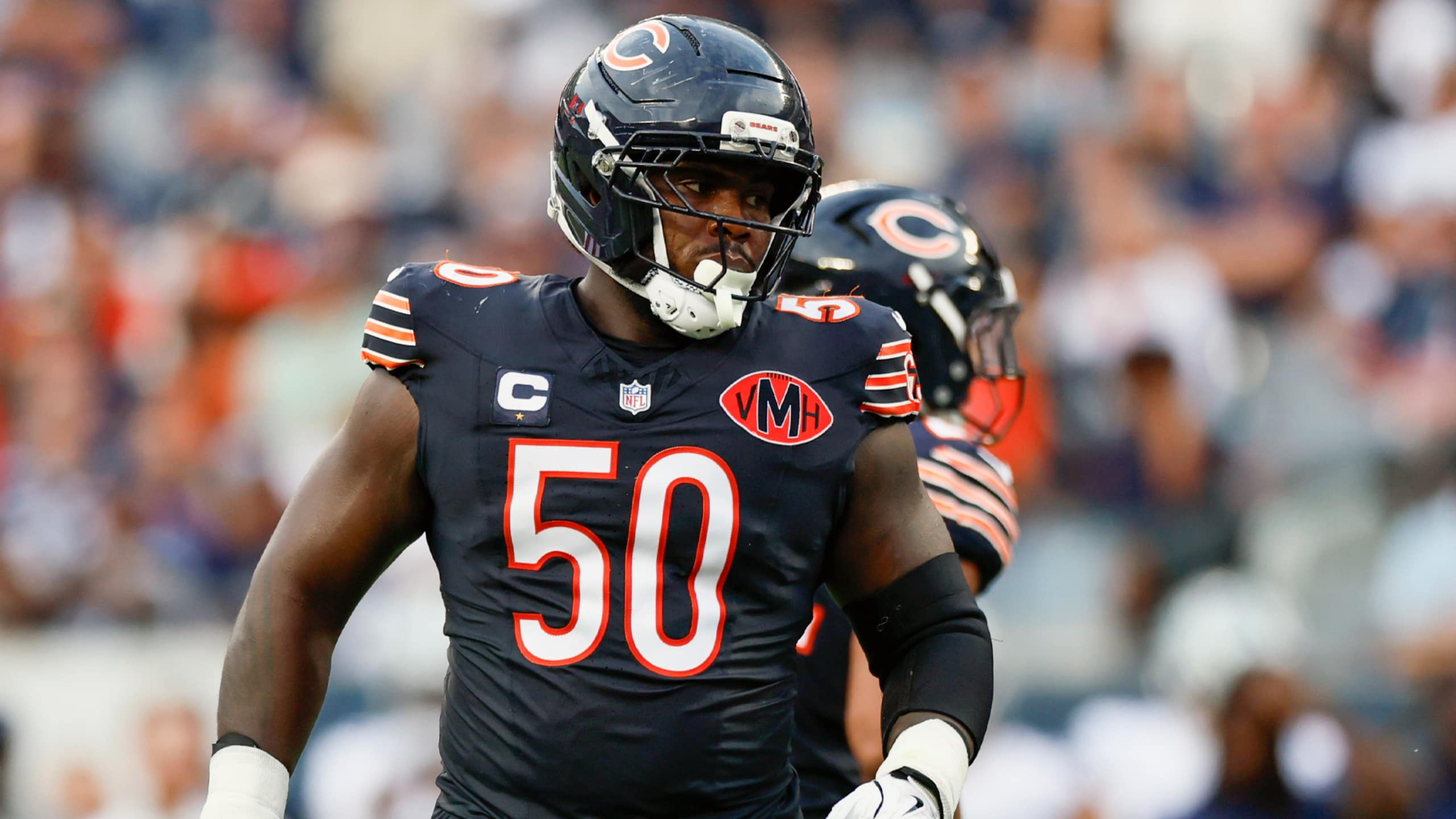 Chicago Bears defensive lineman Grady Jarrett lines up during the 2025 NFL season.