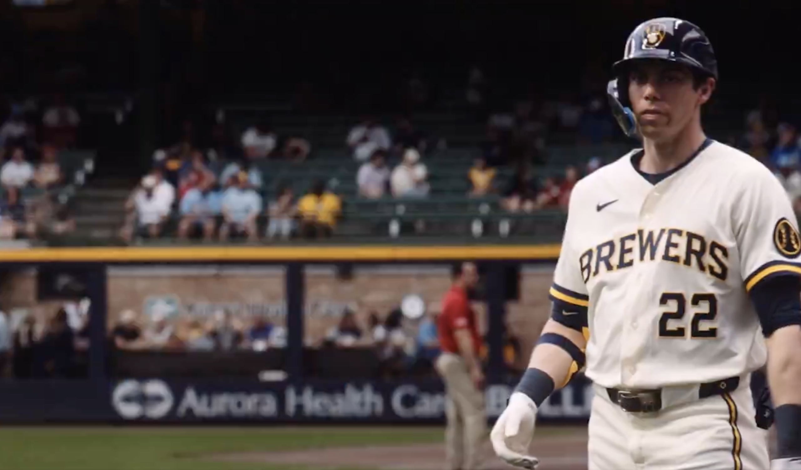 Brewers star Christian Yelich gets ready to hit during the 2026 MLB season.